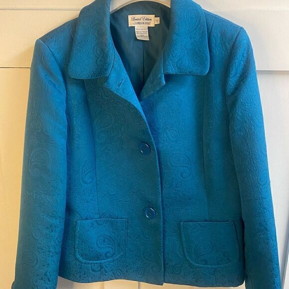 London Fog Turquoise Paisley Jacket - Picture 1 of 8